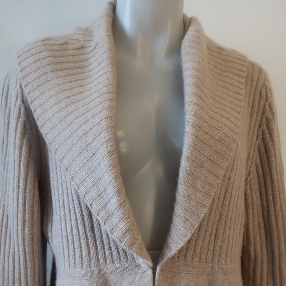 Women Cashmere Lord & Taylor Beige Pure Cashmere Chunky Cardigan Sweater XL - Picture 3 of 14